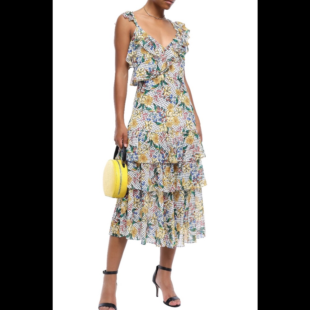 Ruffled Tiered Georgette Midi Dress